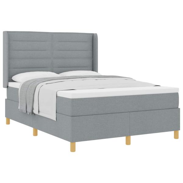 Boxspringbett mit Matratze Hellgrau 140 x 190 cm Stoff