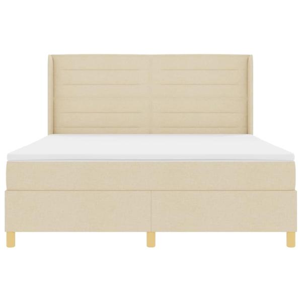 Creme Boxspringbett mit Matratze, 180x200 cm Stoff