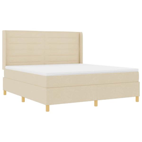 Creme Boxspringbett mit Matratze, 180x200 cm Stoff