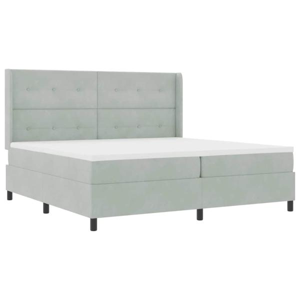 Boxspringbett mit Matratze Hellgrau 200x200 cm Samt
