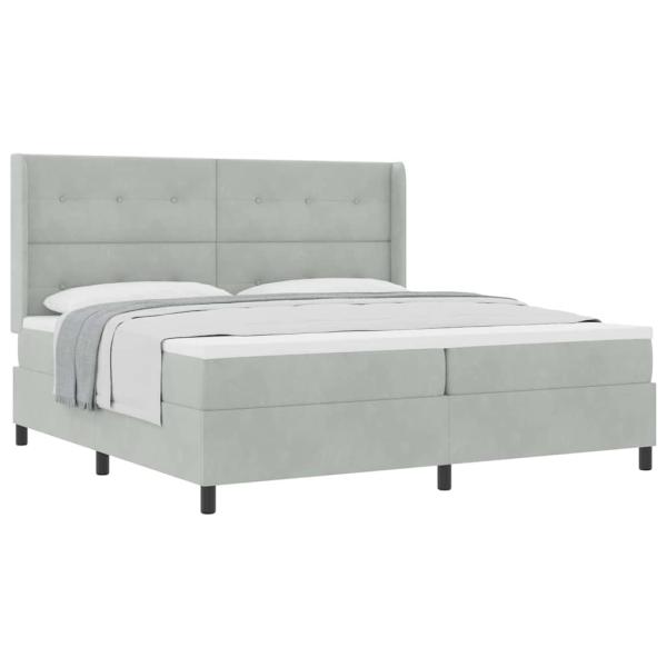 Boxspringbett mit Matratze Hellgrau 200x200 cm Samt