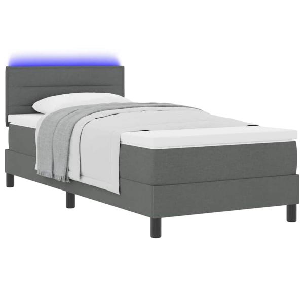 Bettgestell mit Matratze Grau Stoff 100 x 200 cm Boxspringbett
