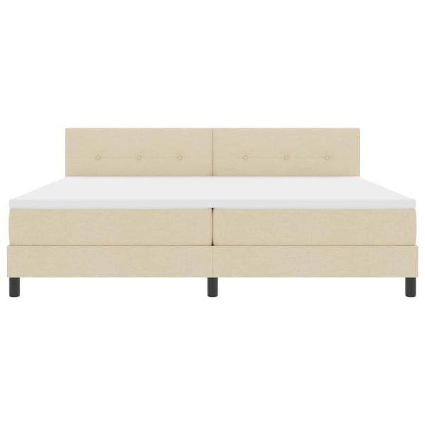 Bettgestell mit Matratze Beige Stoff 200 x 200 cm Bettmatratze