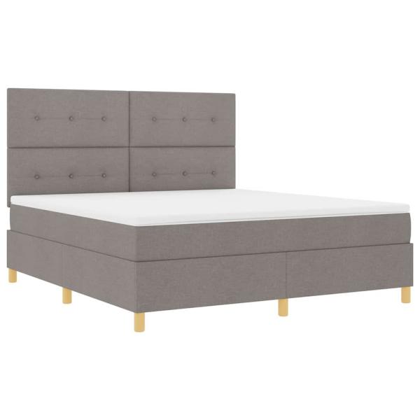 Bettgestell mit Matratze Taupe Stoff 180 x 200 cm Bettgestell