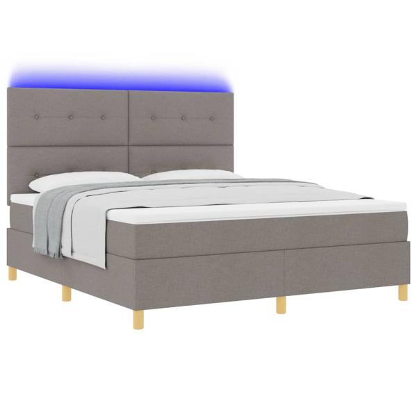 Bettgestell mit Matratze Taupe Stoff 180 x 200 cm Bettgestell