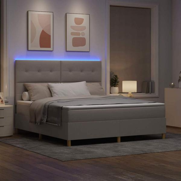 Bettgestell mit Matratze Taupe Stoff 180 x 200 cm Bettgestell