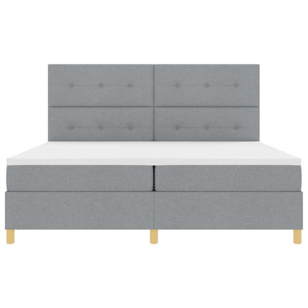 Bettgestell mit Matratze Hellgrau Stoff 200 x 200 cm Bettgestell