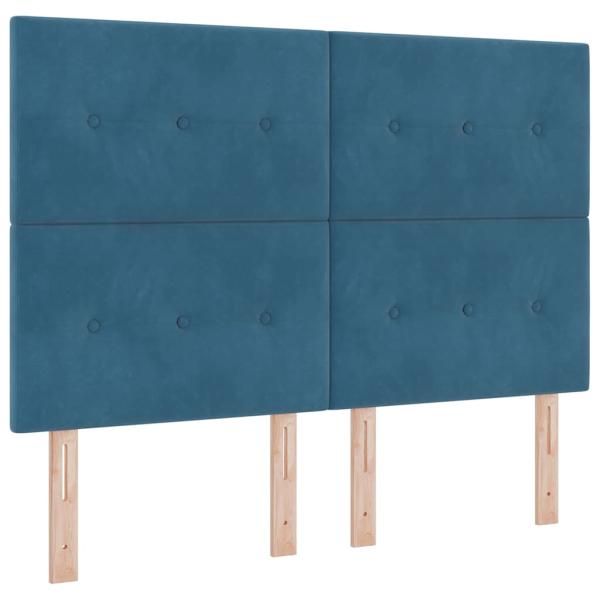 LED Boxspringbett mit Kopfteil Dunkelblau 160 x 200 cm Samt