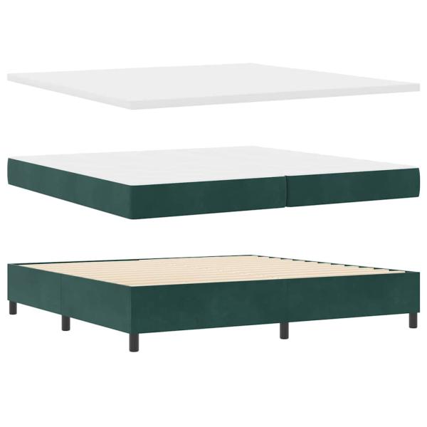 ARDEBO.de - Boxspringbett mit Matratze & LED Dunkelgrün 200x200 cm Samt