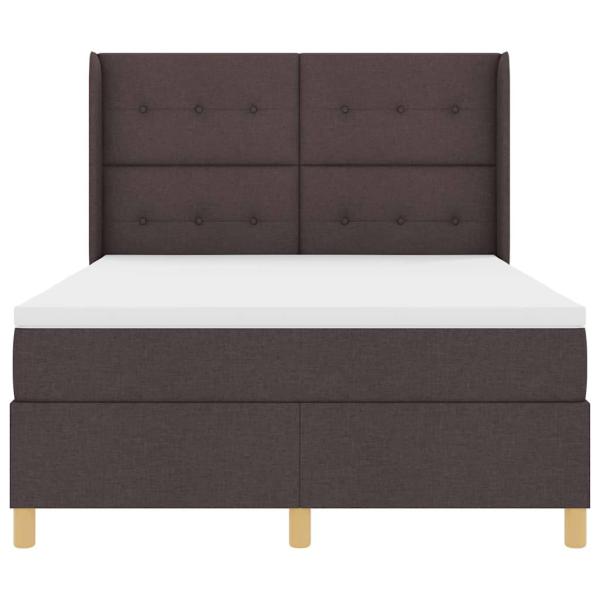 Boxspringbett mit Matratze & LED Dunkelbraun 140x190 cm Stoff