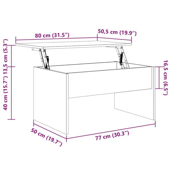 Schwarzer Eichenkaffee Tisch - 80 x 50,5 x 41,5 cm