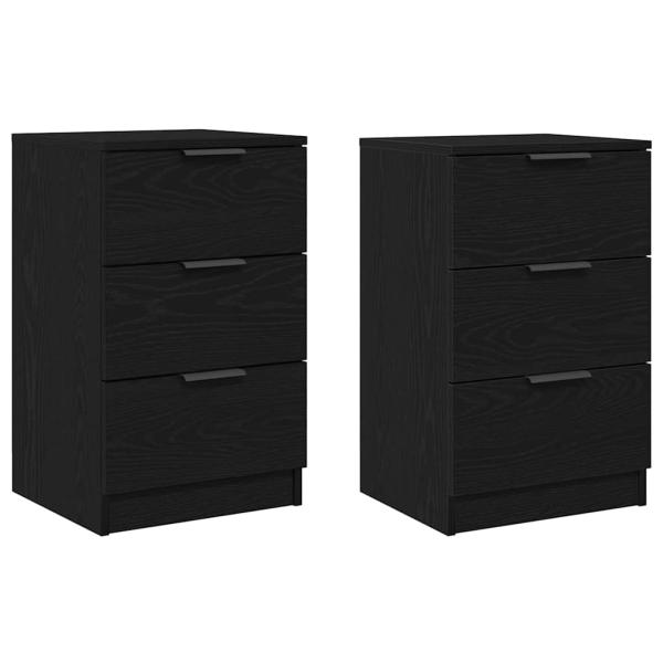 Nachttische 2er Set Schwarze Eiche 40x65x65 cm Aus Holzwerkstoff