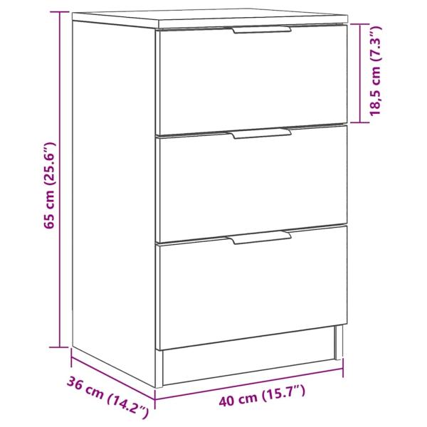 Nachttische 2er Set Schwarze Eiche 40x65x65 cm Aus Holzwerkstoff