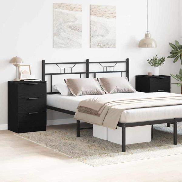 Nachttische 2er Set Schwarze Eiche 40x65x65 cm Aus Holzwerkstoff