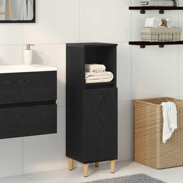 ARDEBO.de - Badezimmer Schrank Schwarz Eiche 30x30x100 cm Holzwerkstoff