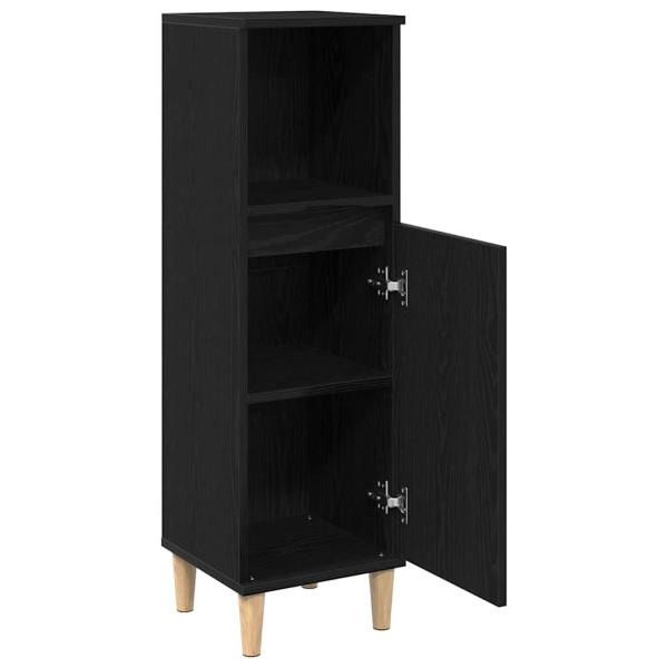 Badezimmer Schrank Schwarz Eiche 30x30x100 cm Holzwerkstoff