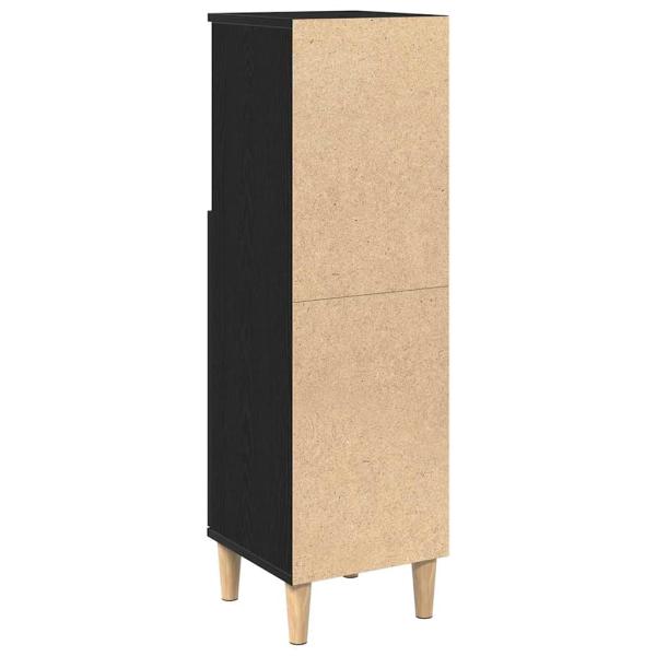 Badezimmer Schrank Schwarz Eiche 30x30x100 cm Holzwerkstoff