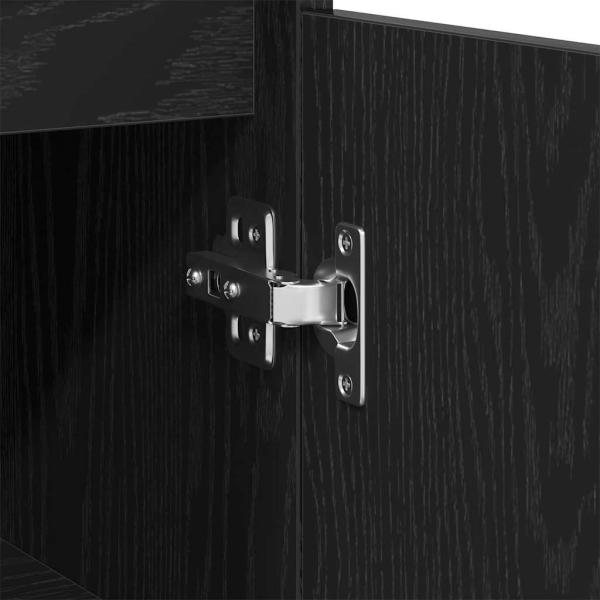 Badezimmer Schrank Schwarz Eiche 30x30x100 cm Holzwerkstoff