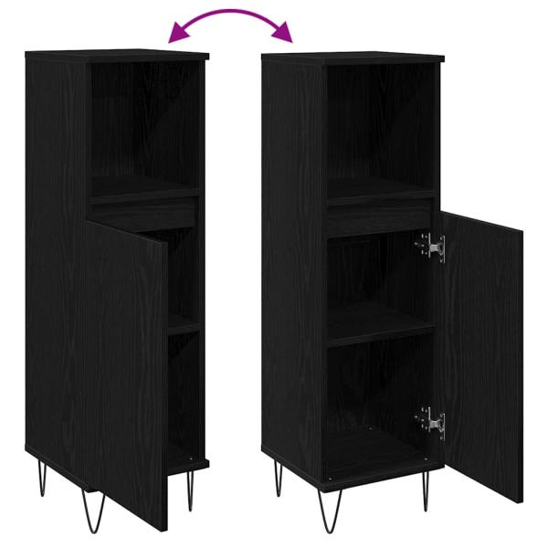 Badezimmer Schrank Schwarze Eiche 30x30x100 cm Holzwerkstoff