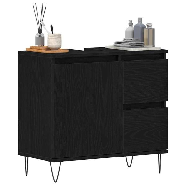 Waschbeckenunterschrank Schwarz Eiche 65x33x60 cm Spanplatte