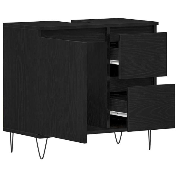 Waschbeckenunterschrank Schwarz Eiche 65x33x60 cm Spanplatte