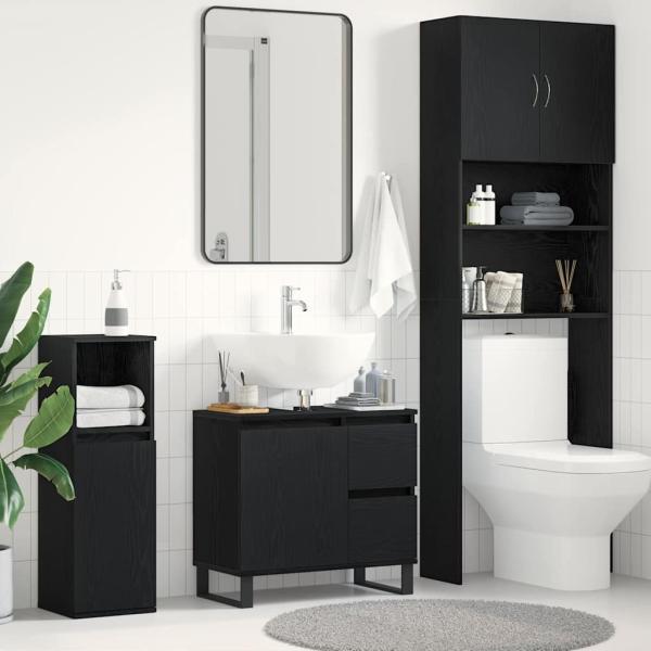 ARDEBO.de - Waschbeckenunterschrank Schwarz Eiche 65x33x60 cm Holzwerkstoff