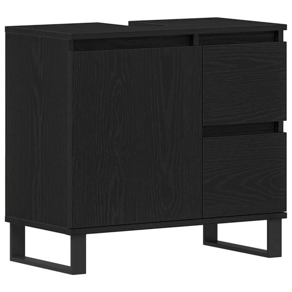 Waschbeckenunterschrank Schwarz Eiche 65x33x60 cm Holzwerkstoff