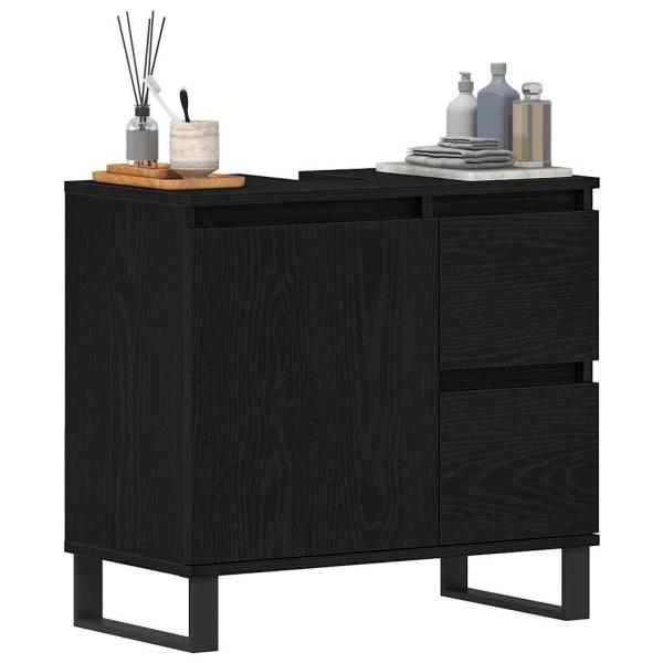 Waschbeckenunterschrank Schwarz Eiche 65x33x60 cm Holzwerkstoff