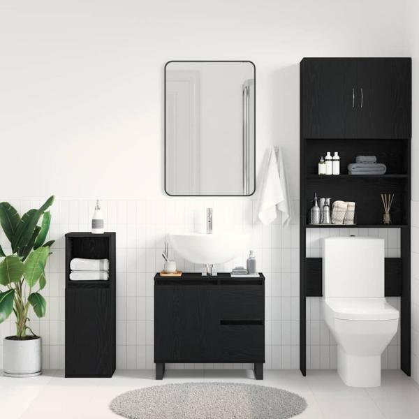 Waschbeckenunterschrank Schwarz Eiche 65x33x60 cm Holzwerkstoff