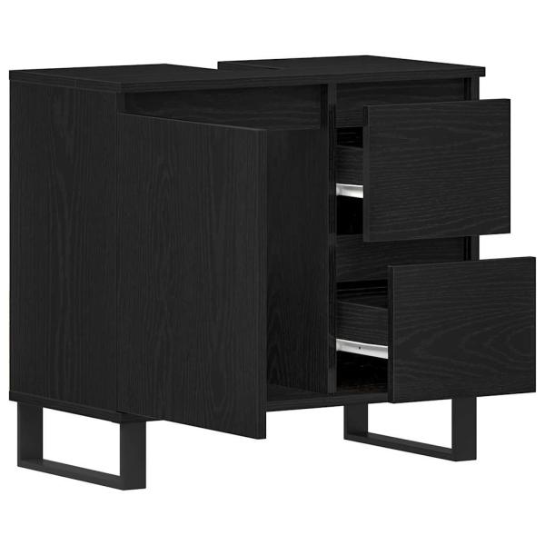 Waschbeckenunterschrank Schwarz Eiche 65x33x60 cm Holzwerkstoff