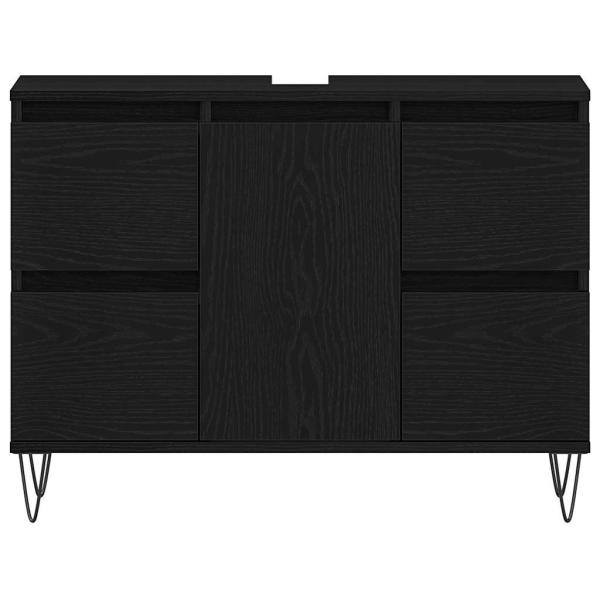 Badezimmer-Waschbeckenunterschrank Schwarz Eiche 80x33x60 cm Holzwerkstoff
