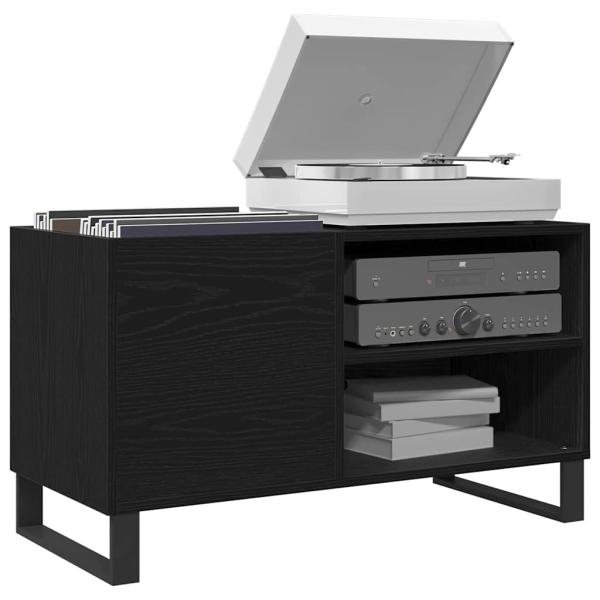 Plattenschrank Schwarz Eiche 84,5x38x48 cm Holzwerkstoff