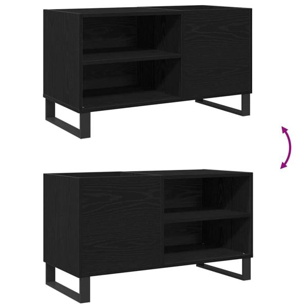 Plattenschrank Schwarz Eiche 84,5x38x48 cm Holzwerkstoff