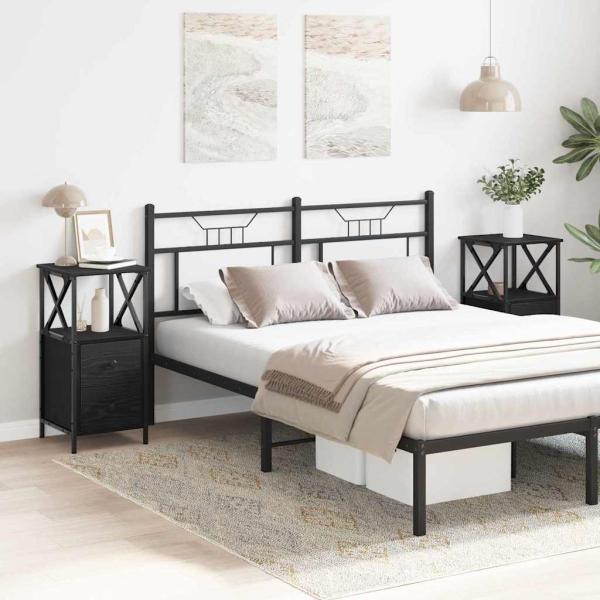 ARDEBO.de - Nachtische 2er Set Schwarz Eiche 34x35,5x70 cm Holzwerkstoff