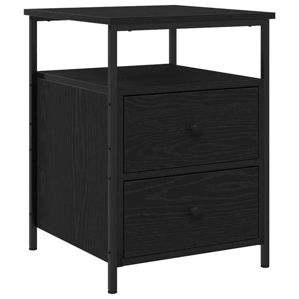 Nachttisch Schwarz Eiche 44x45x60 cm Holzwerkstoff und Stahl