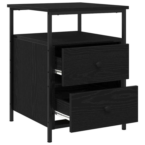 Nachttisch Schwarz Eiche 44x45x60 cm Holzwerkstoff und Stahl