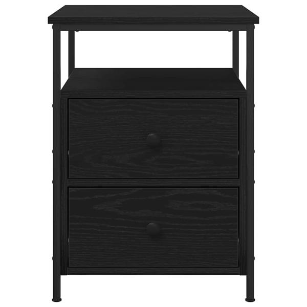 Nachttisch Schwarz Eiche 44x45x60 cm Holzwerkstoff und Stahl