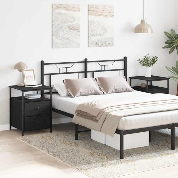 ARDEBO.de - Nachttische 2 Stück Schwarz Eiche 44x45x60 cm Holzwerkstoff