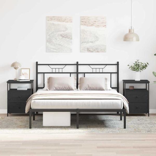 Nachttische 2 Stück Schwarz Eiche 44x45x60 cm Holzwerkstoff