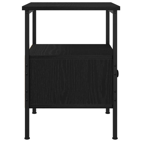 Nachttisch Schwarz Eiche 34x36x50 cm Holzwerkstoff und Stahl