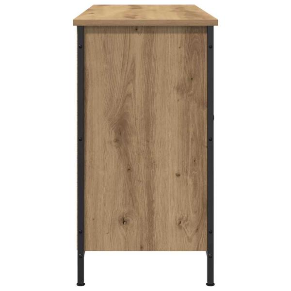 TV-Schrank Schwarz Eiche 101x35x65 cm Engineered Wood und Stahl