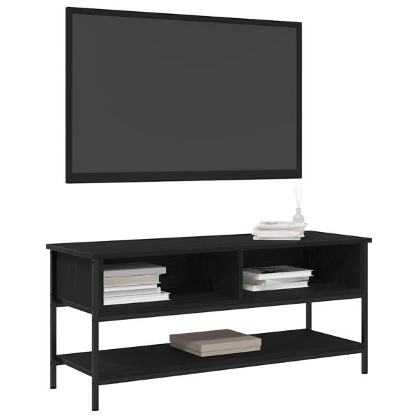 TV-Schrank Schwarz Eiche 100x35x45 cm Holzwerkstoff und Stahl