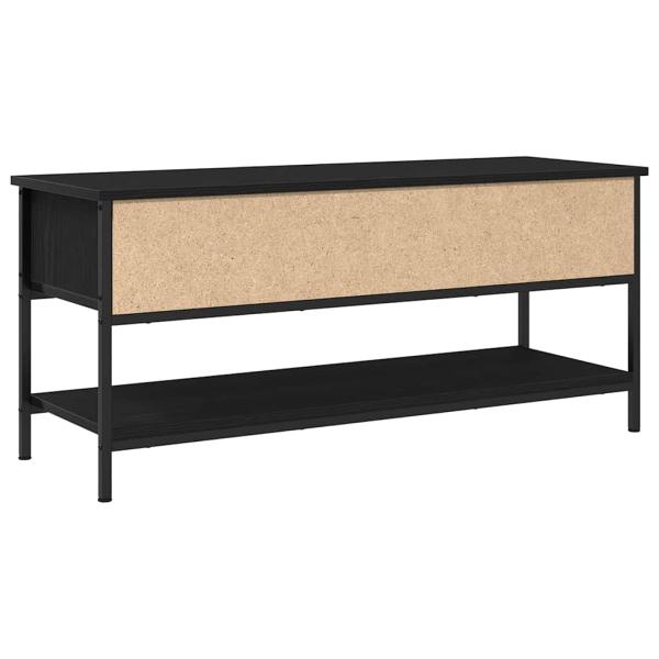 TV-Schrank Schwarz Eiche 100x35x45 cm Holzwerkstoff und Stahl