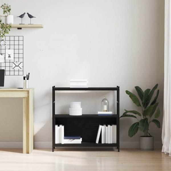 Bücherregal Schwarz Eiche 80x30x78,5 cm Holzwerkstoff