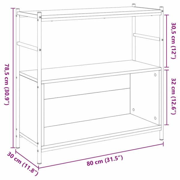 Bücherregal Schwarz Eiche 80x30x78,5 cm Holzwerkstoff