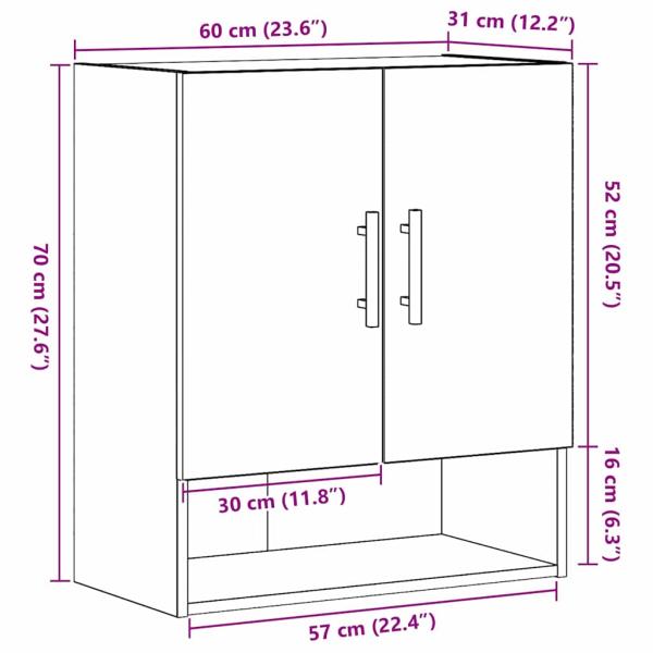 Wandregal Schwarz Eiche 60x31x70 cm Werkstoff