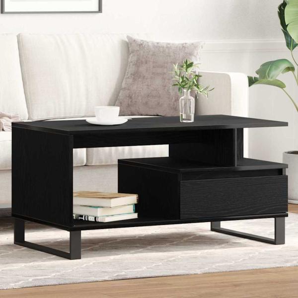 ARDEBO.de - Couchtisch Schwarz Eiche 90x49x45 cm Engineering Holz