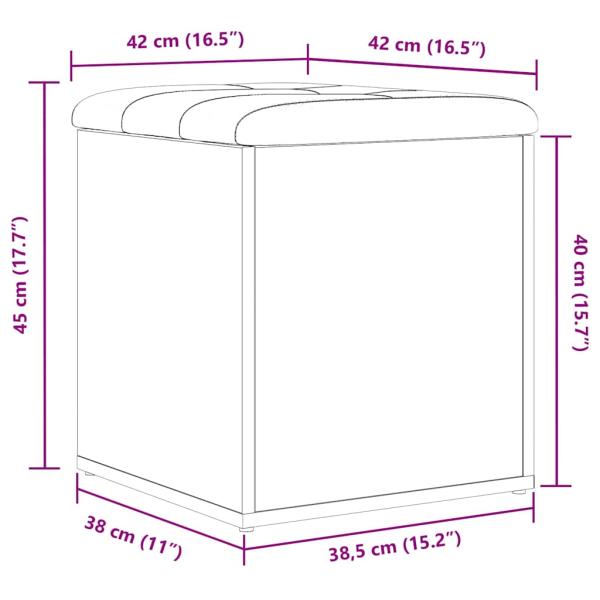 Sitzbank mit Stauraum Schwarz Eichen-Optik 42 x 42 x 45 cm
