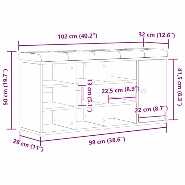 Aufbewahrungsbank Schwarze Eiche 100x30x48 cm Ingenieurholz