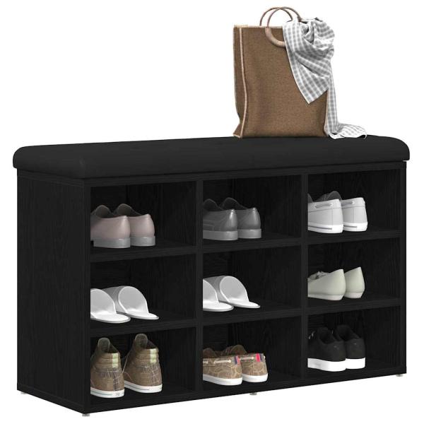 Aufbewahrungsbank Schwarz Eiche 80x30x48 cm Teppe